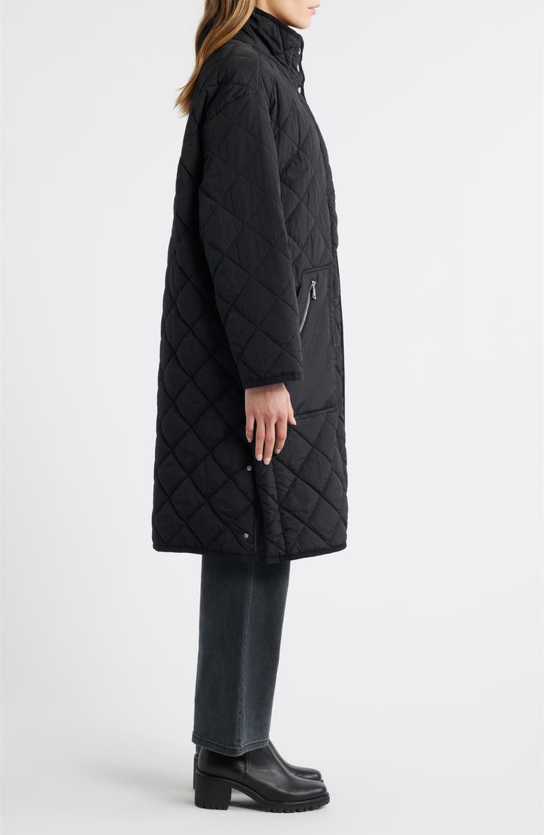 Bernardo Quilted Long Coat, Alternate, color, Black