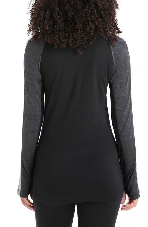 Icebreaker 125 Zoneknit Long Sleeve Crewneck Top In Jet Hthr/black/met Hthr