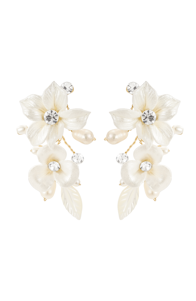 Untamed Petals Louise Porcelain Flower Earrings, Main, color, Ivory