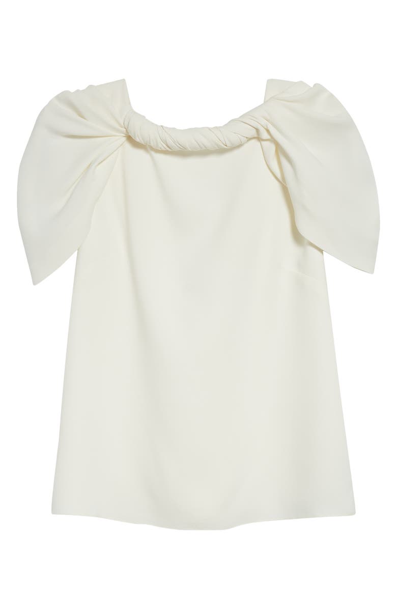 Oscar de la Renta Twist Neck Stretch Silk Top, Alternate, color, Ivory