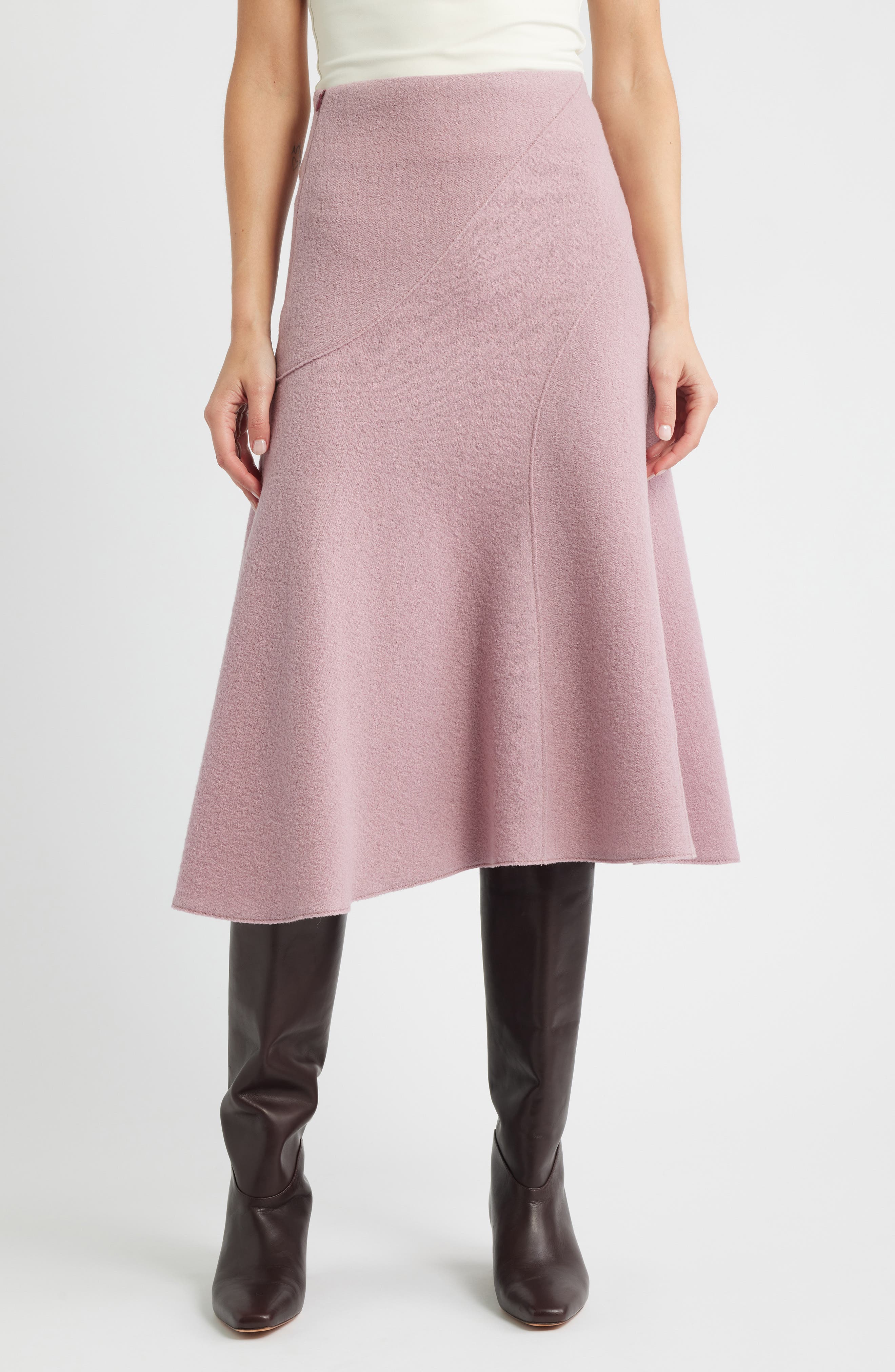 BOSS Vicena Maxi Woven Boiled Wool Skirt