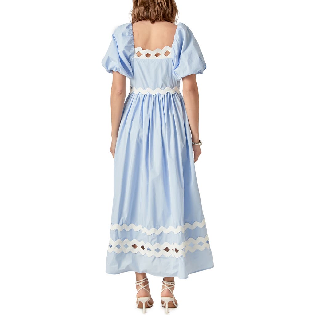 ENGLISH FACTORY ENGLISH FACTORY SCALLOPED PUFF SLEEVE COTTON MAXI DRESS