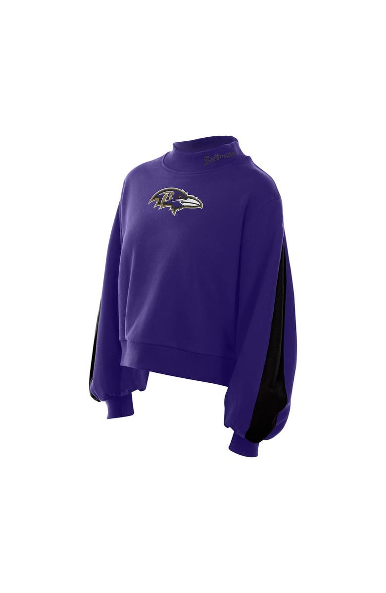 New Era Women's New Era Purple Baltimore Ravens Sport Night Mock Neck Balloon Sleeve Pullover Sweatshirt, Alternate, color, Purple