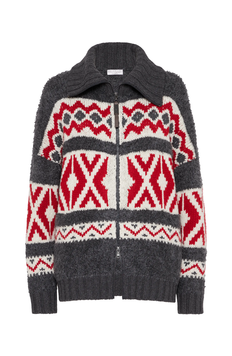 Brunello Cucinelli Retro Jacquard cardigan, Main, color, 