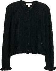 Treasure & Bond Pointelle Ruffle Edge Cardigan