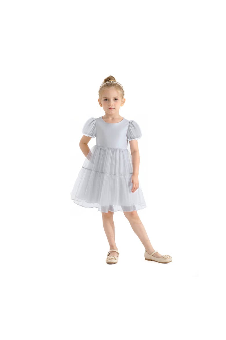 Eveline Puff-Sleeve Dress, Alternate, color, Grey