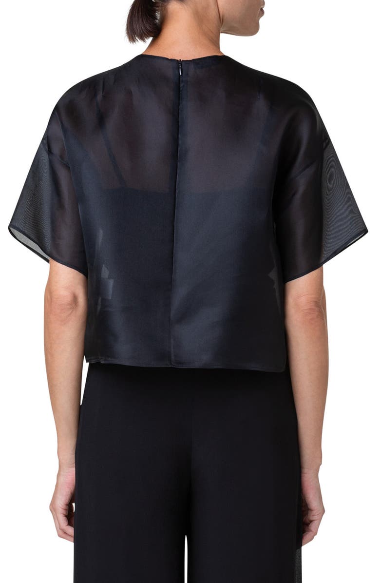 Akris Poppy Patch Crop Silk Organza Top, Alternate, color,
