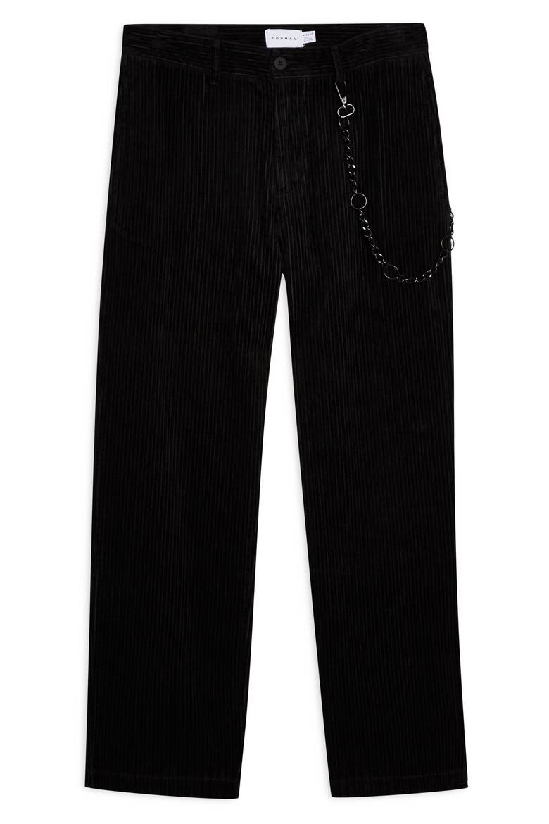 Wide Leg Corduroy Trousers, Alternate, color, BLACK