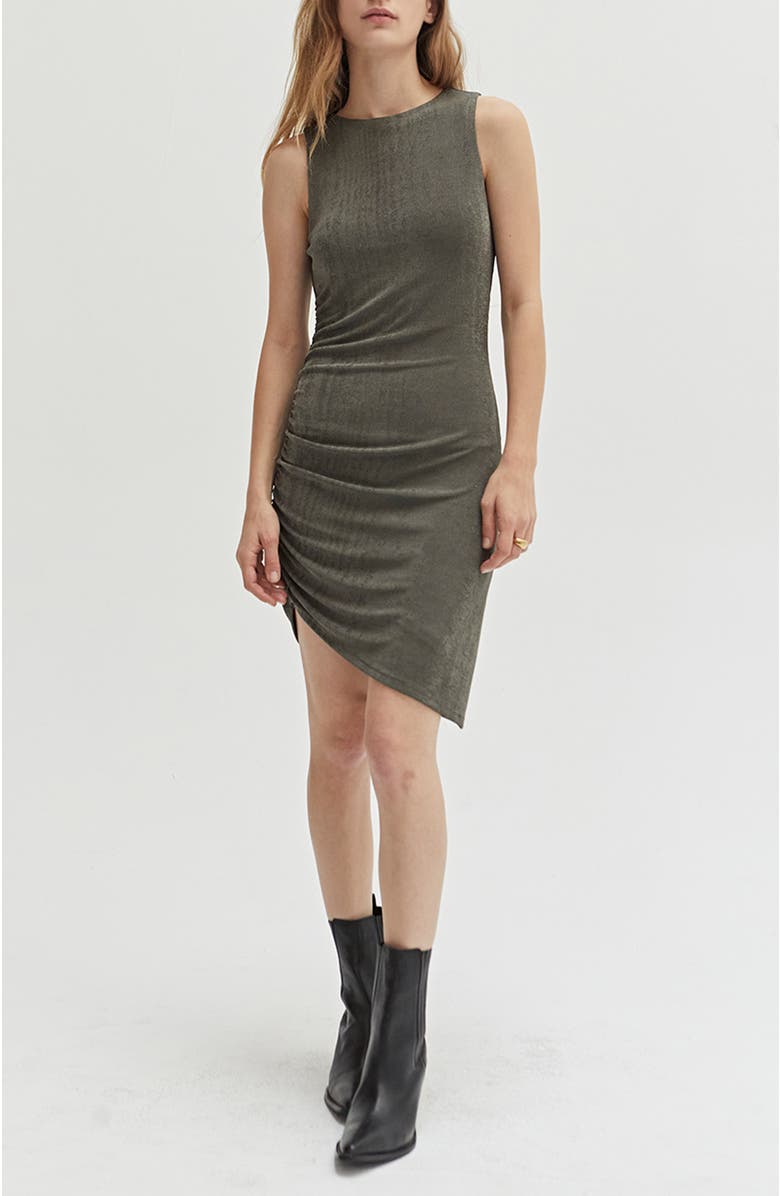 CRESCENT Asymmetric Hem Knit Mini Dress, Main, color, 