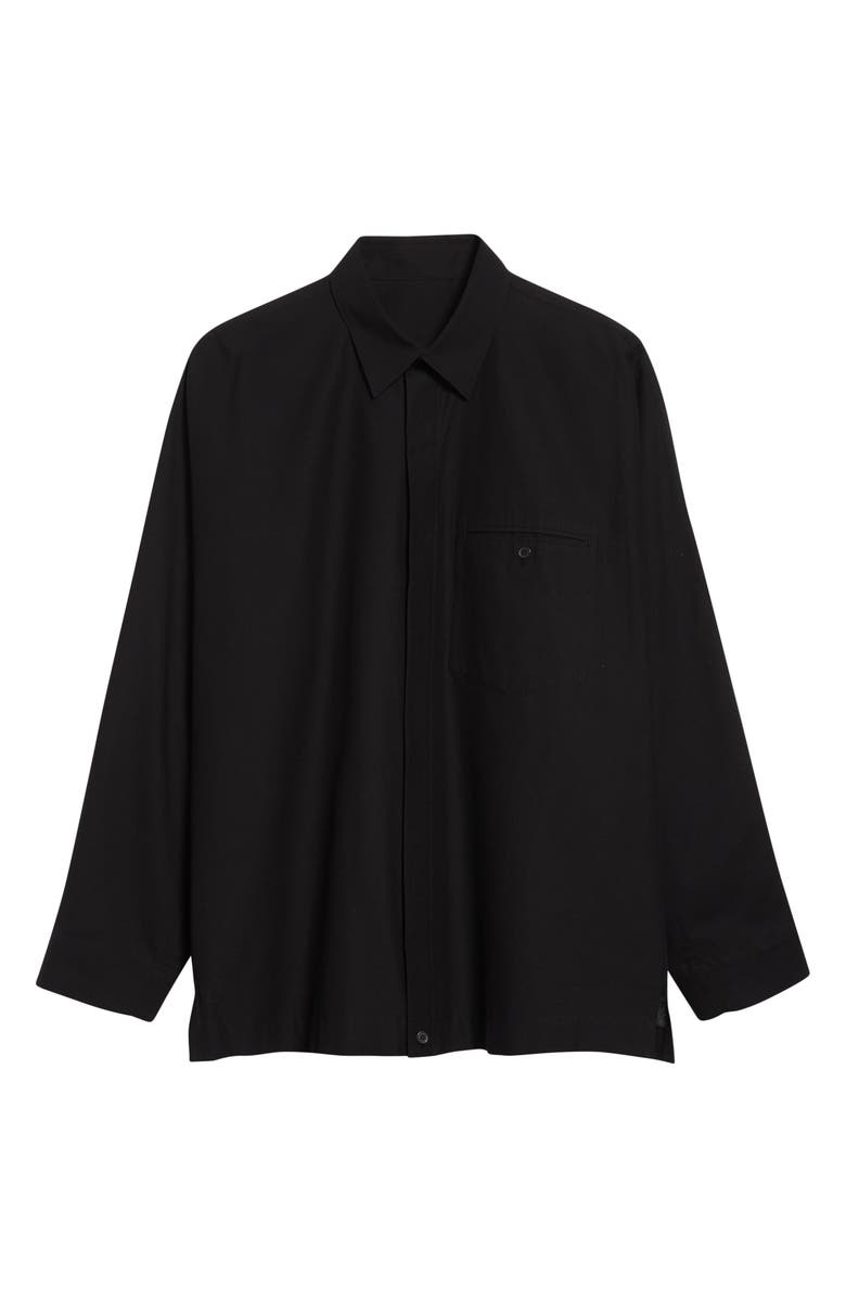 Homme Plissé Issey Miyake Streamlined Cotton Button-Up Shirt, Alternate, color, Black