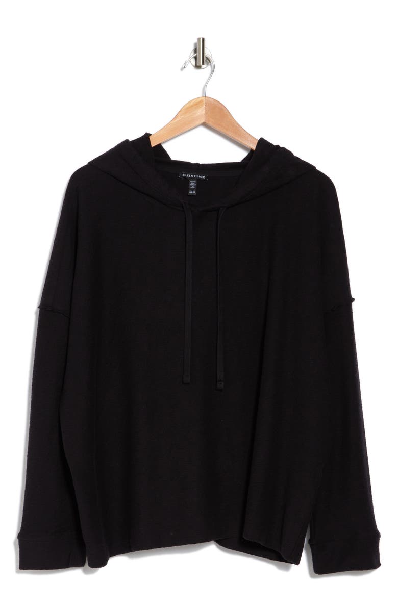 Eileen Fisher Crop Hoodie, Alternate, color, Black