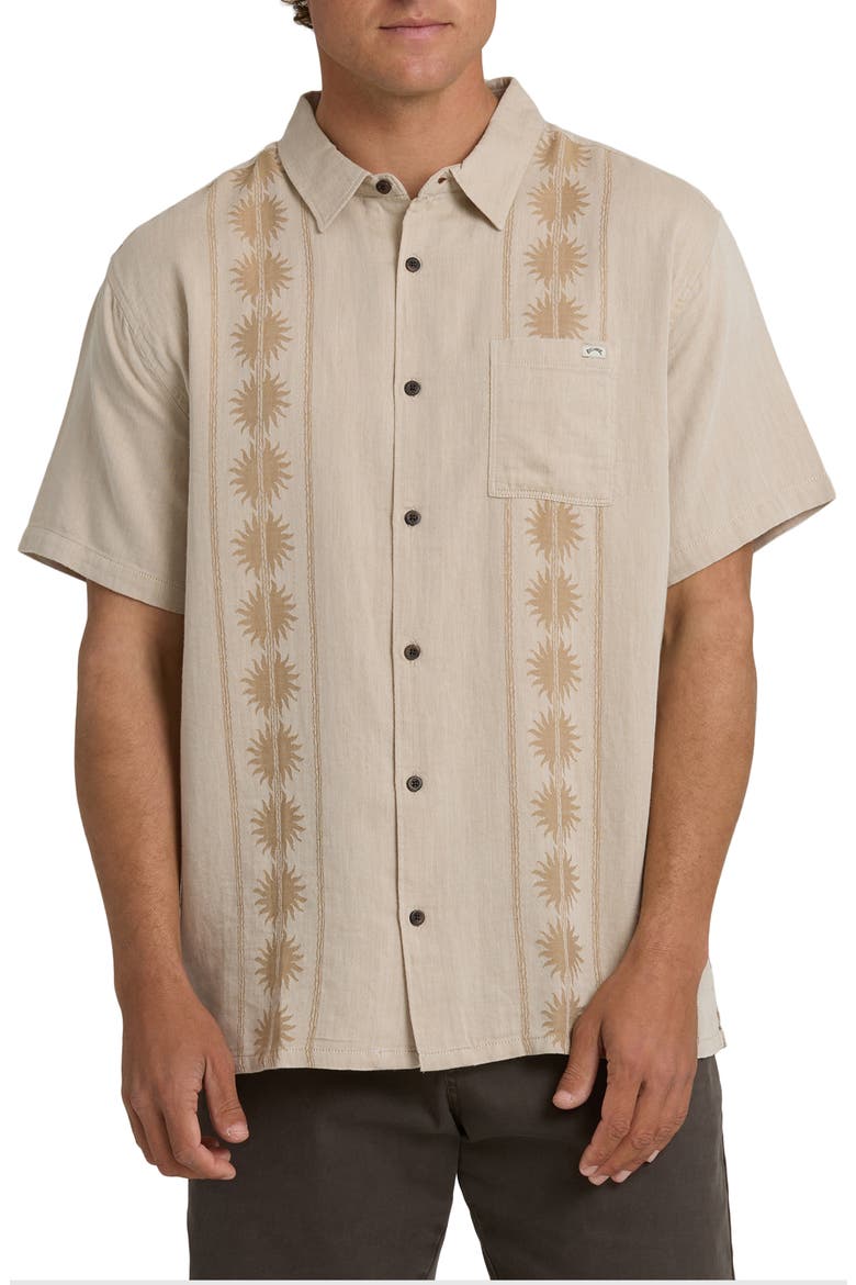 Cordoba Short Sleeve Linen Blend Button-Up Shirt, Main, color, DESERT KHAKI