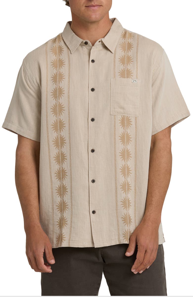 Billabong Cordoba Short Sleeve Linen Blend Button-Up Shirt, Main, color, Desert Khaki