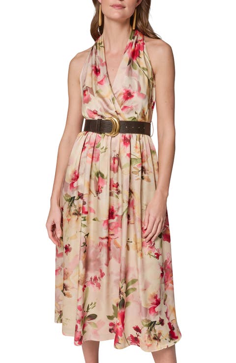 Floral Print Sleeveless Midi Dress