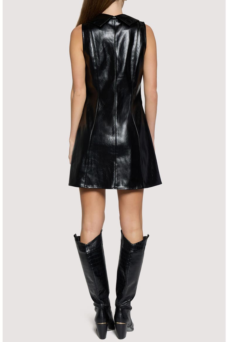 Midnight Poem Faux Leather Minidress, Alternate, color, BLACK