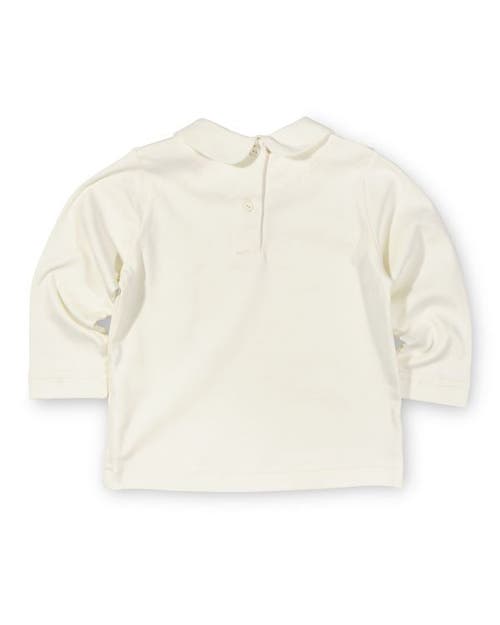 Florence Eiseman Knit Long Sleeve Blouse With Embroidered Flowers In Neutral