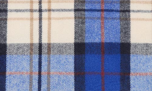 Mango Check Fringe Scarf In Blue