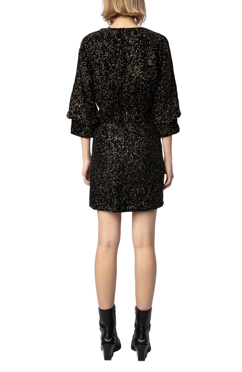 Zadig & Voltaire Rosli Glitter Dots Elbow Sleeve Tie Waist Dress, Alternate, color, 