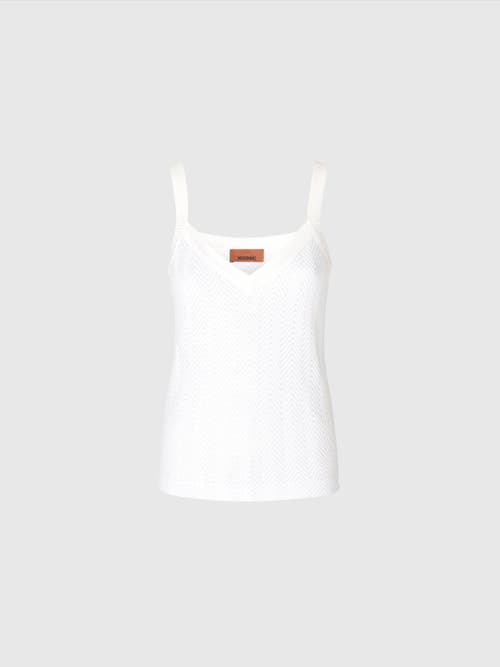Shop Missoni Tone-on-tone Zigzag Cotton And Viscose Tank Tops In White