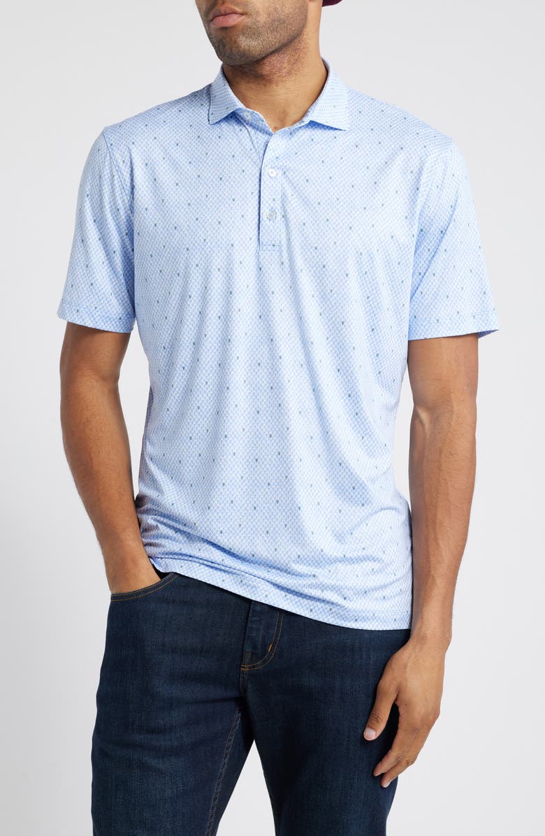 johnnie-O Fernando Leaf Print PREP-FORMANCE Golf Polo, Main, color, Seychelles