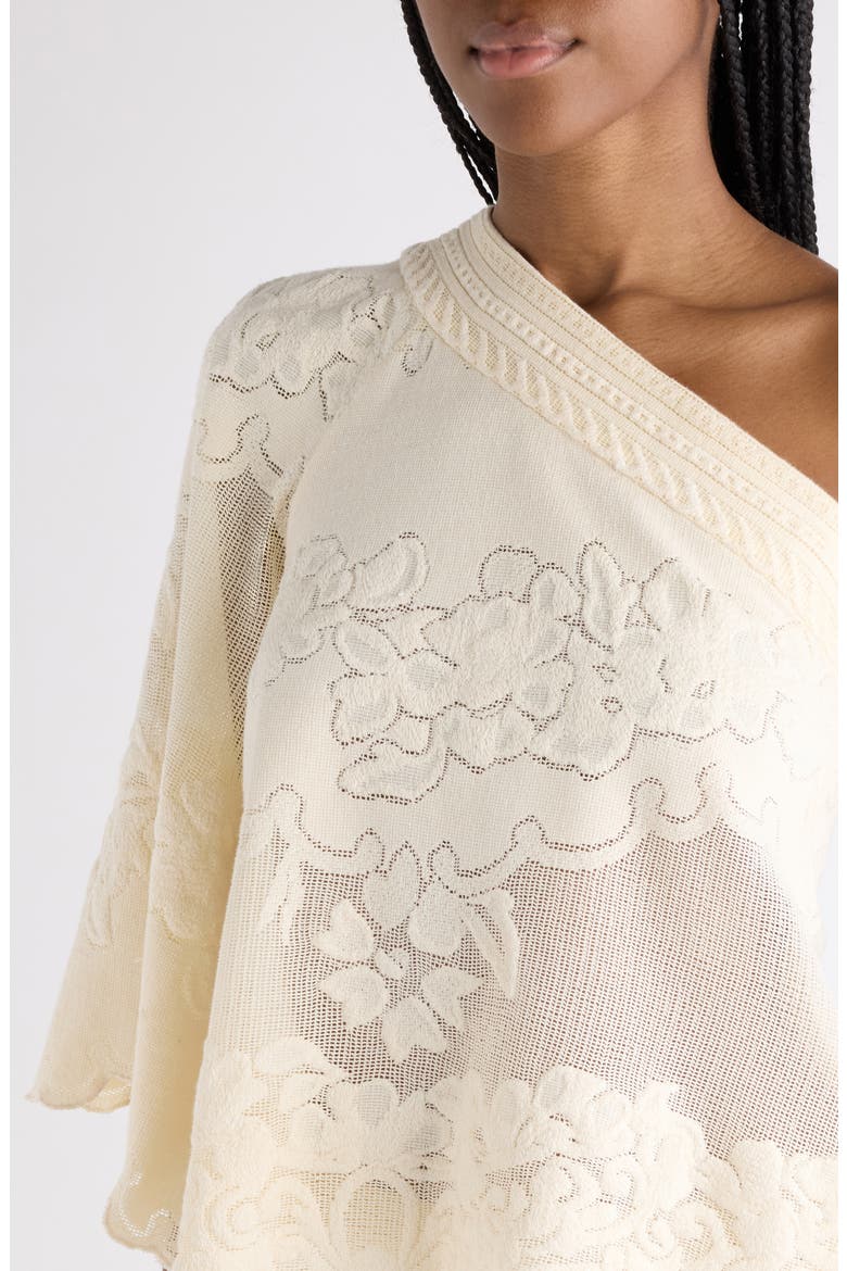 Shilo Cotton Blend Floral Jacquard One-Shoulder Top (Women