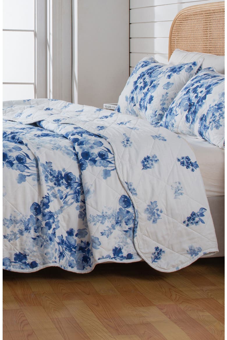 Watercolor Floral Reversible Microfiber Quilt Set, Alternate, color, FLORAL BURST