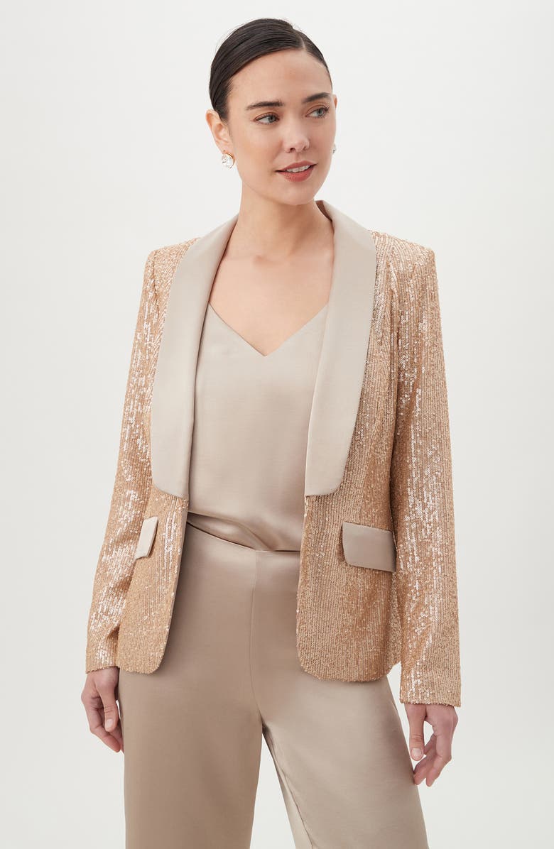 Trina Turk Al Sequin Blazer, Alternate, color, Gold