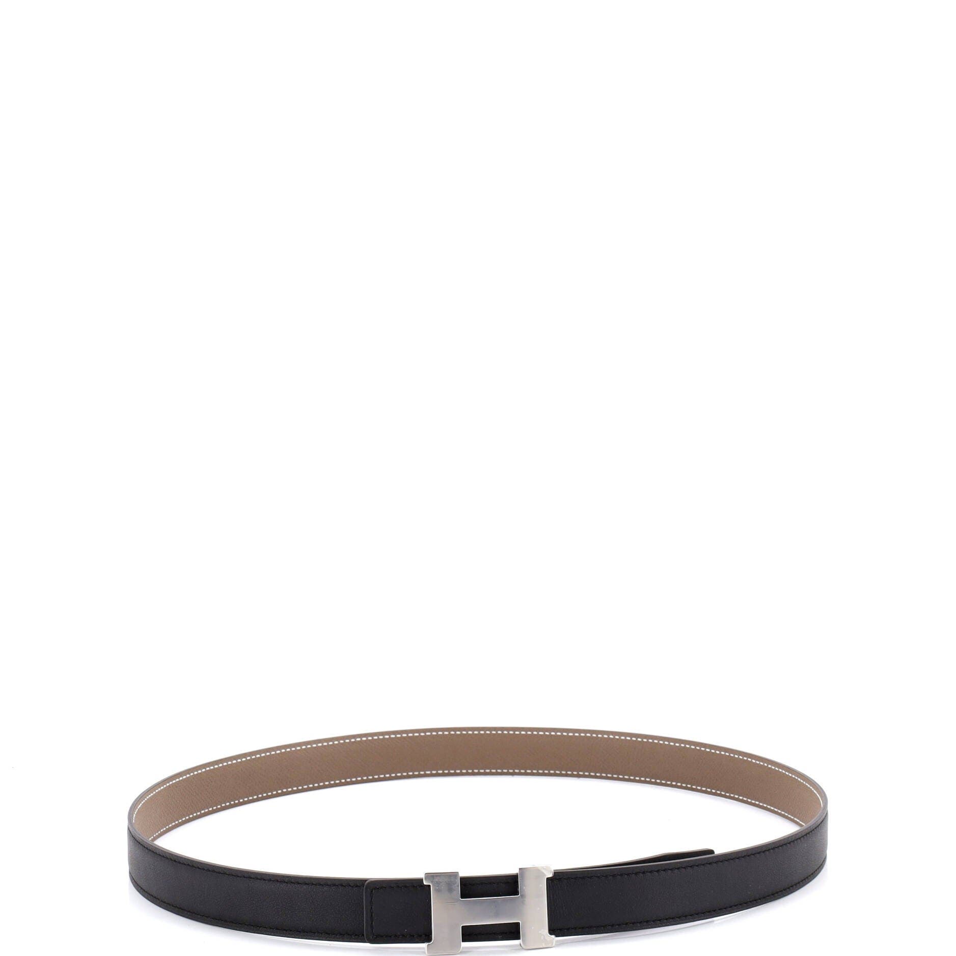Pre-Owned Hermes Constance Reversible Belt Leather Thin, Alternate, color, Black