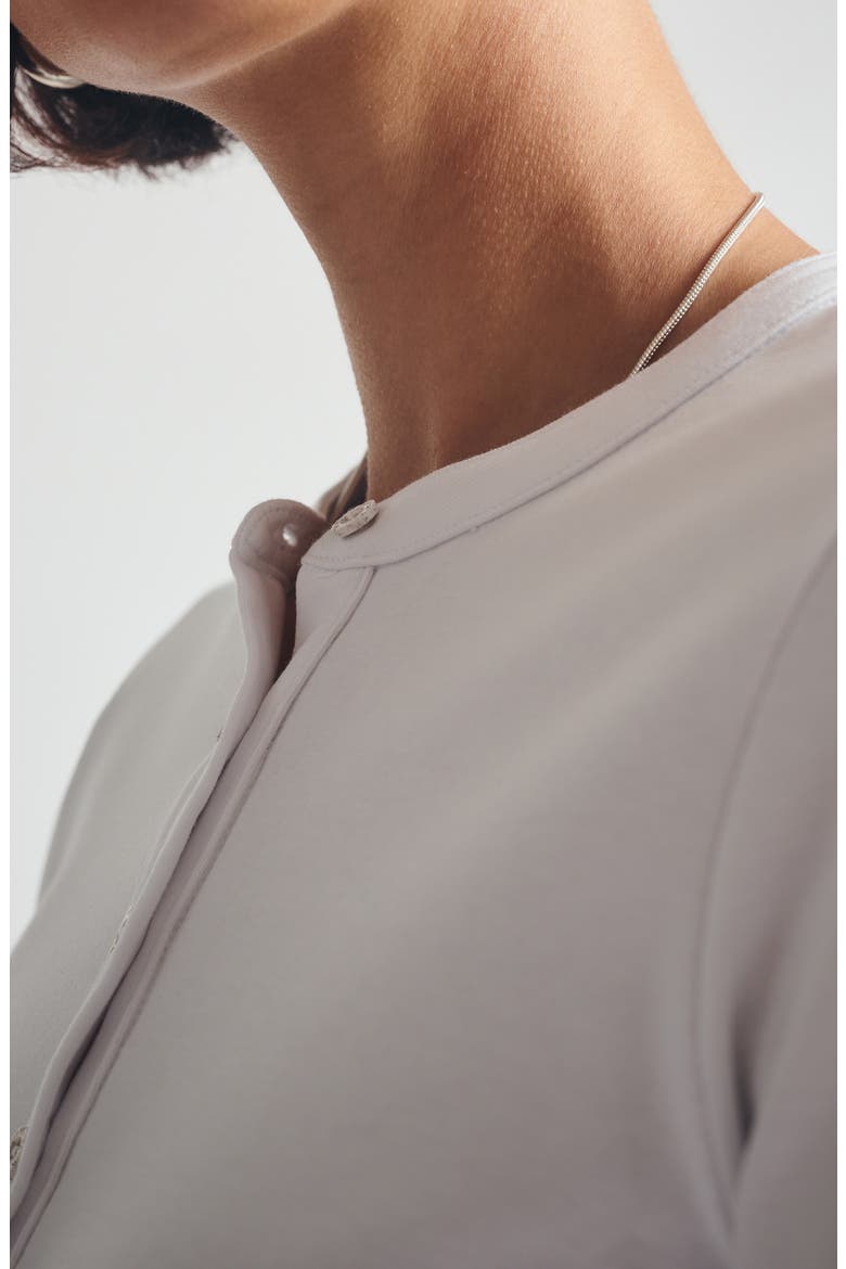 Long Sleeve Stretch Cotton Crop Henley, Alternate, color, WHITE
