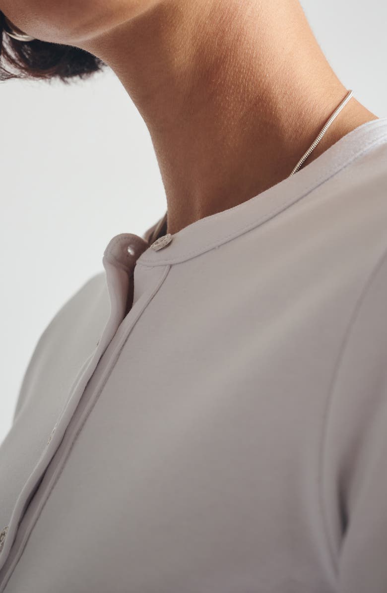 Brooklyn Industries Long Sleeve Stretch Cotton Crop Henley, Alternate, color, White