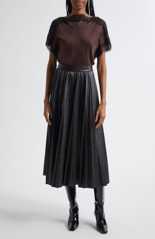 A.l.c . Etta Faux Leather Pleated Midi Skirt In Black