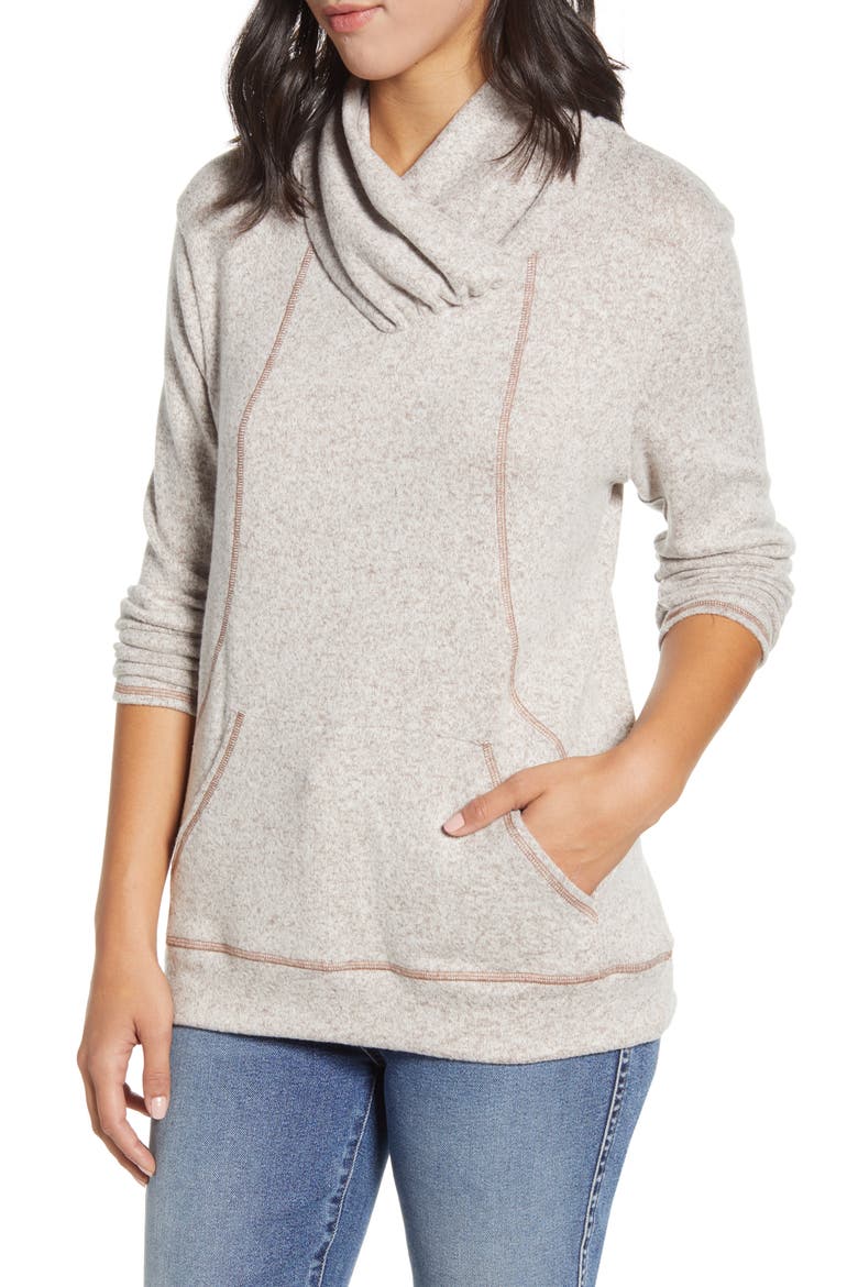 Cross Neck Seamed Pullover, Main, color, OATMEAL