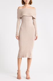 Madden Girl Off the Shoulder Ribbed Midaxi Sweater-Dress