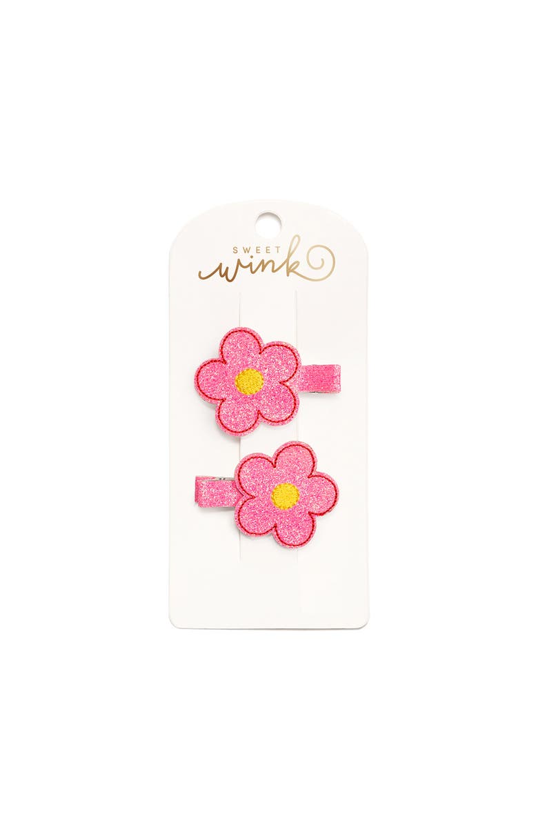 Sweet Wink Pink Daisy Clip Set, Main, color, Pink