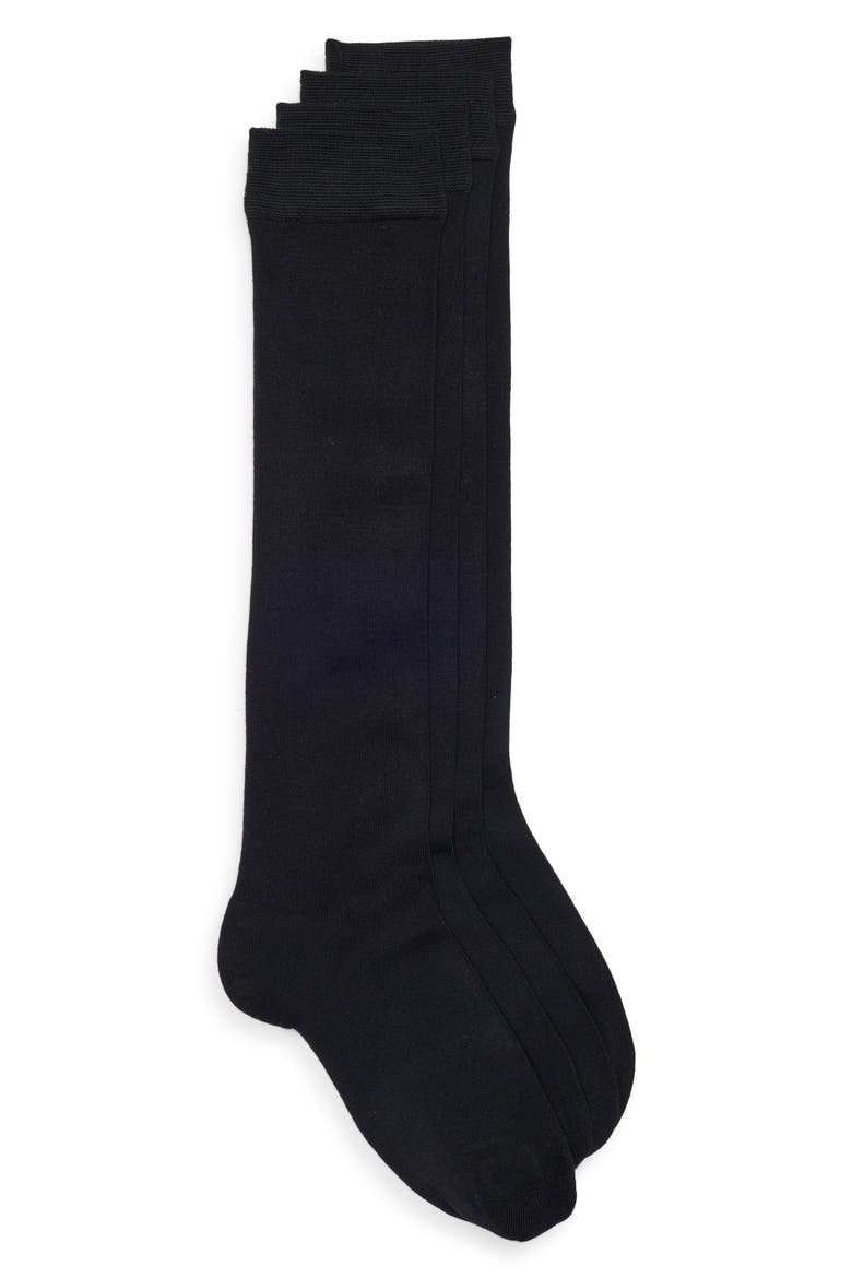 Assorted 2-Pack Everyday Flat Knit Knee High Socks, Alternate, color, BLACK