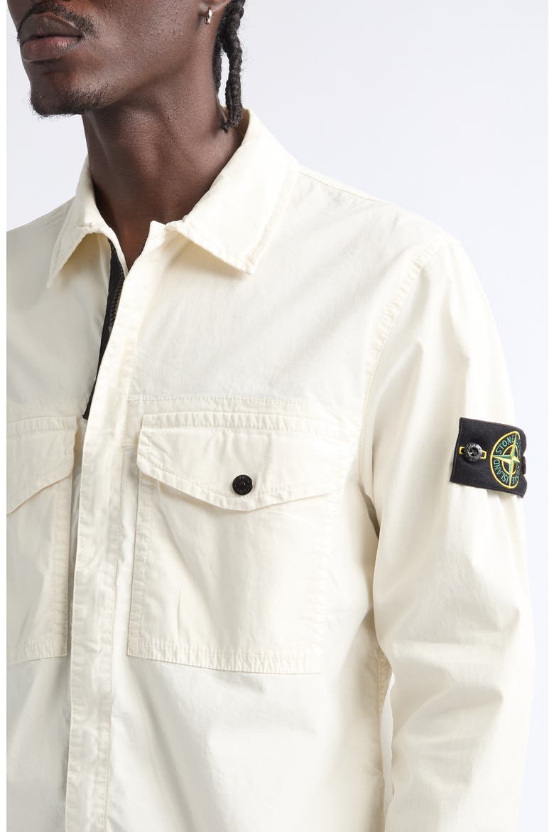 Stretch Organic Cotton Twill Overshirt, Alternate, color, V0093 IVORY