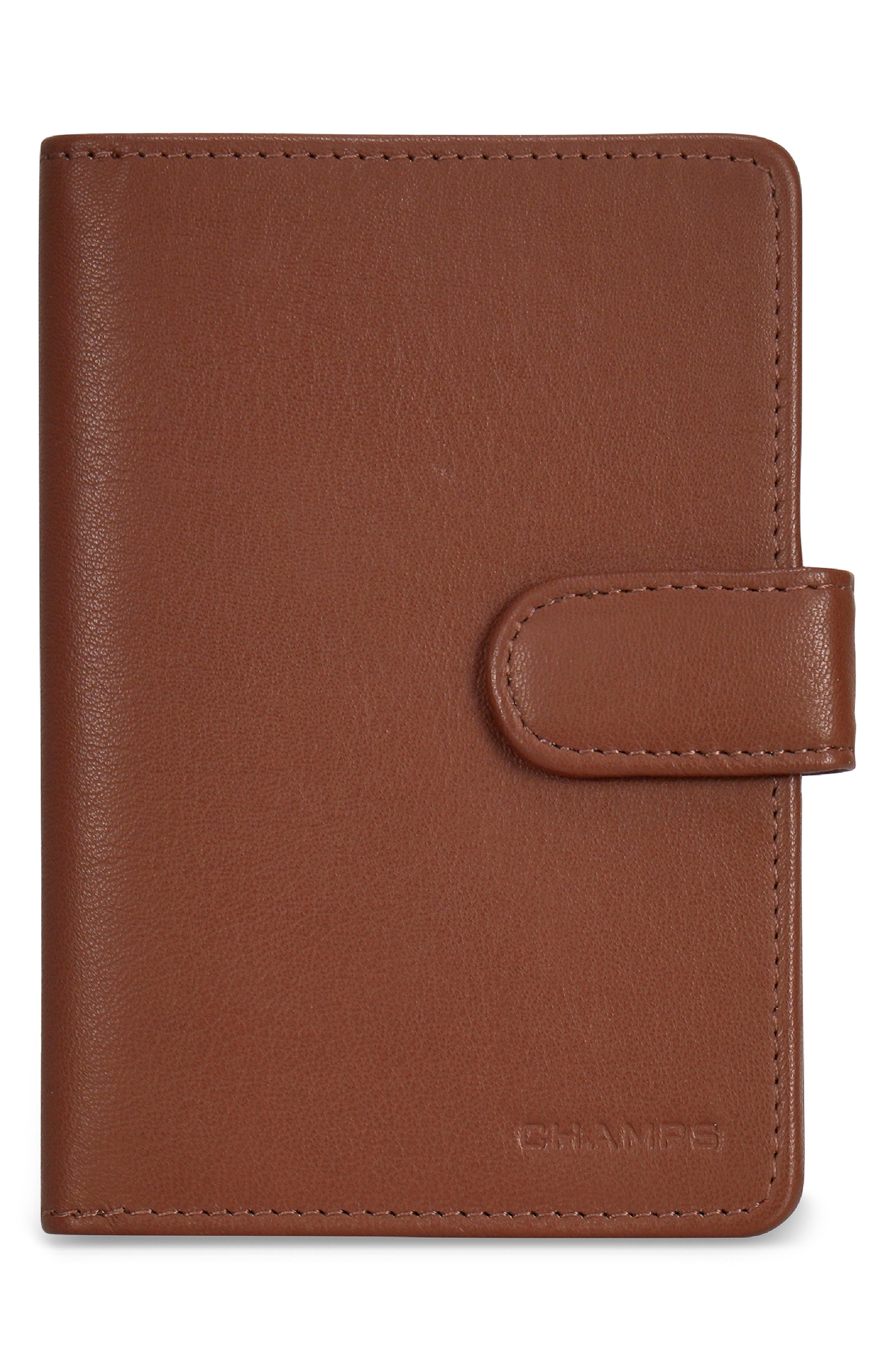 CHAMPS Leather Passport Case, Main, color, Brown