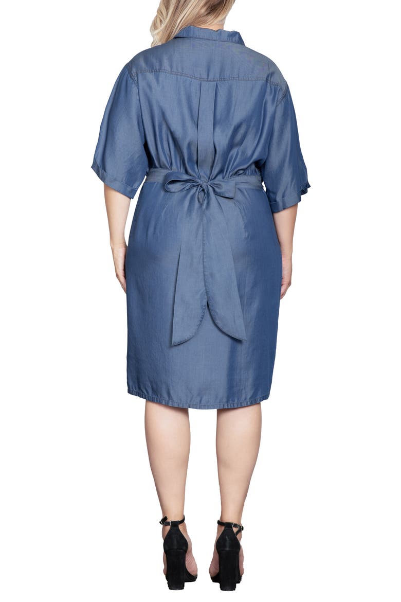 Ruched Denim Shirtdress, Alternate, color, DARK INDIGO