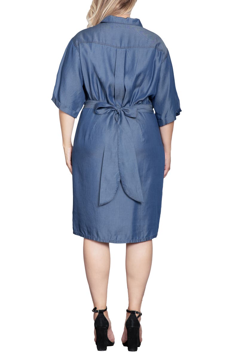 Standards & Practices Ruched Denim Shirtdress, Alternate, color, Dark Indigo