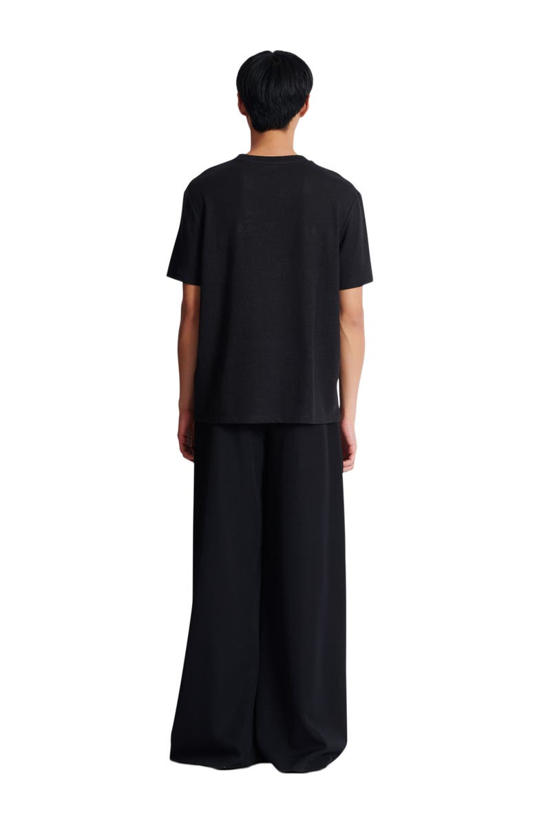 Balmain Écusson Embroidered Linen T-Shirt, Alternate, color, Black