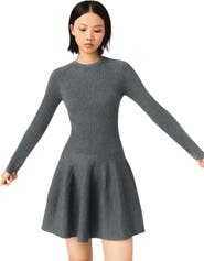 maje Beaded-collar short knit dress