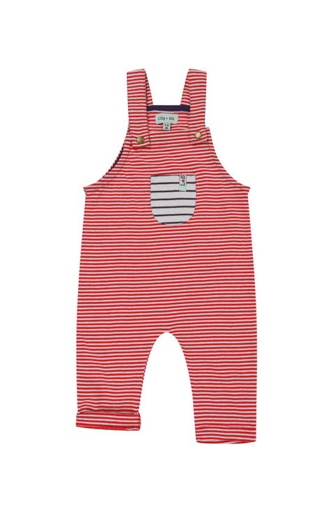 Organic Cotton Stripe Print Dungarees Jumpsuit (Baby)