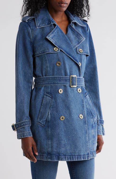 Double Breasted Denim Trench Coat