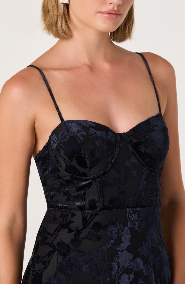 ASTR the Label Underwire Burnout Velvet Cocktail Dress, Alternate, color, Navy