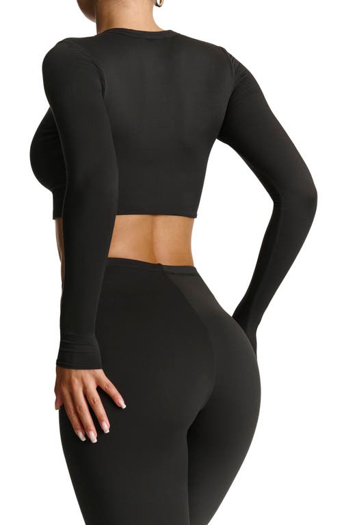 N By Naked Wardrobe Bare Long Sleeve Crop Top In Black