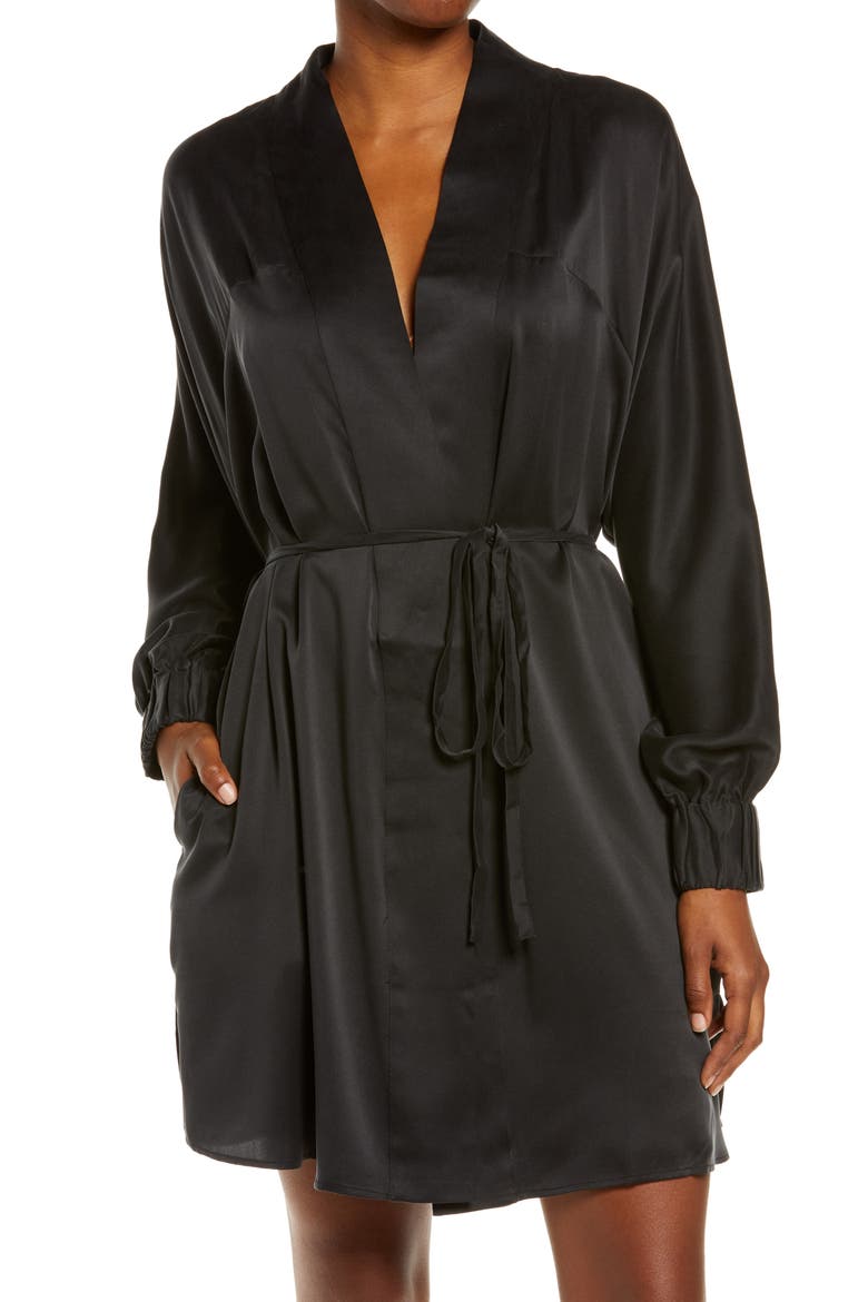 Washable Silk Robe, Main, color, IMMERSED BLACK