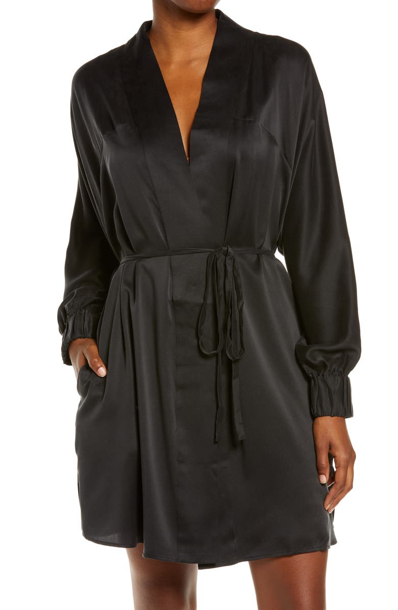 Lunya Washable Silk Robe, Main, color, Immersed Black