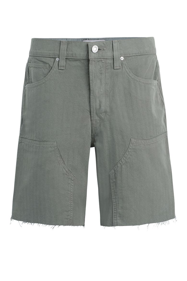 Cutoff Cotton Herringbone Carpenter Shorts, Alternate, color, SAGE