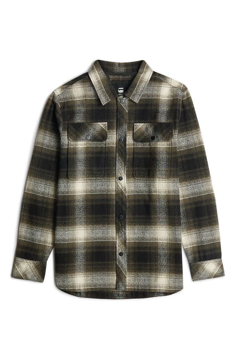 G-STAR GPO Plaid Cotton Snap-Up Overshirt, Alternate, color, Asfalt Arthur Check