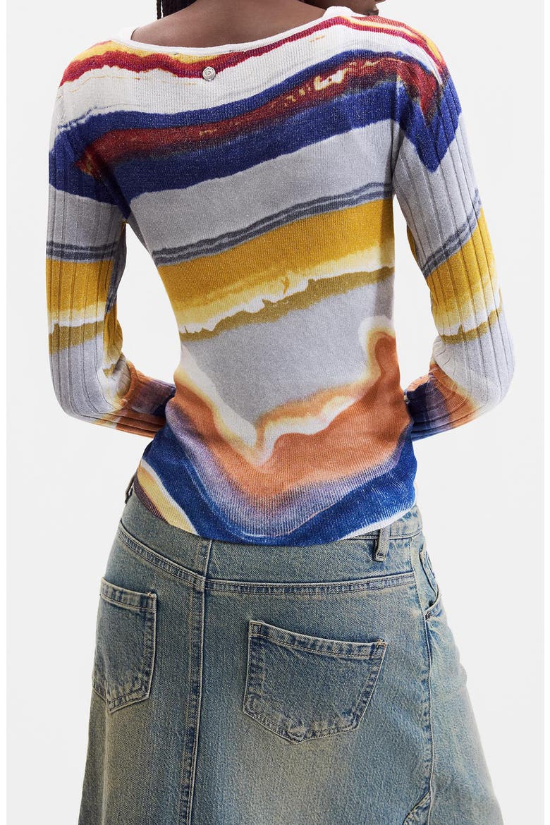Striped Metallic Knit Sweater, Alternate, color, LIGHT BLUE